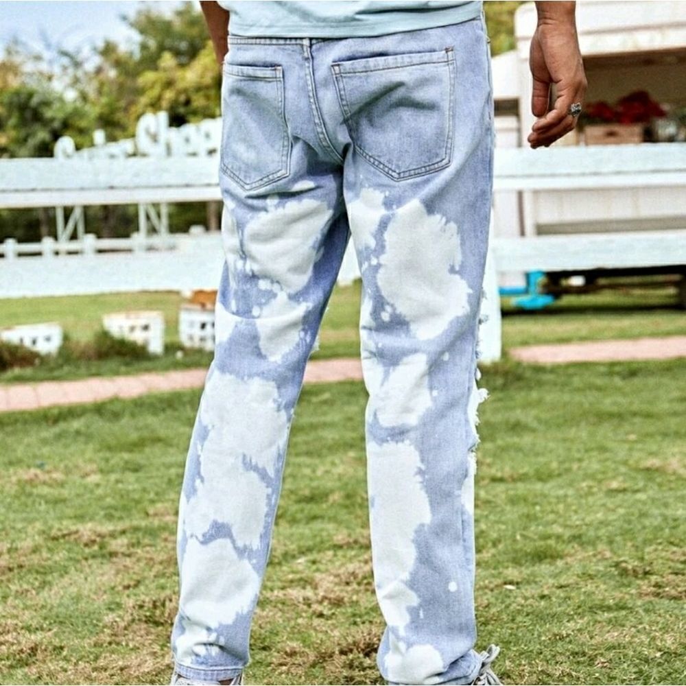 Men Washed Distressed Straight Leg Jeans - Picture 2 of 9